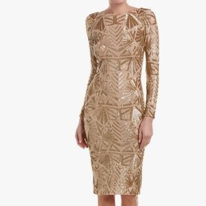 Dress the Population Emery Brush Gold Dress